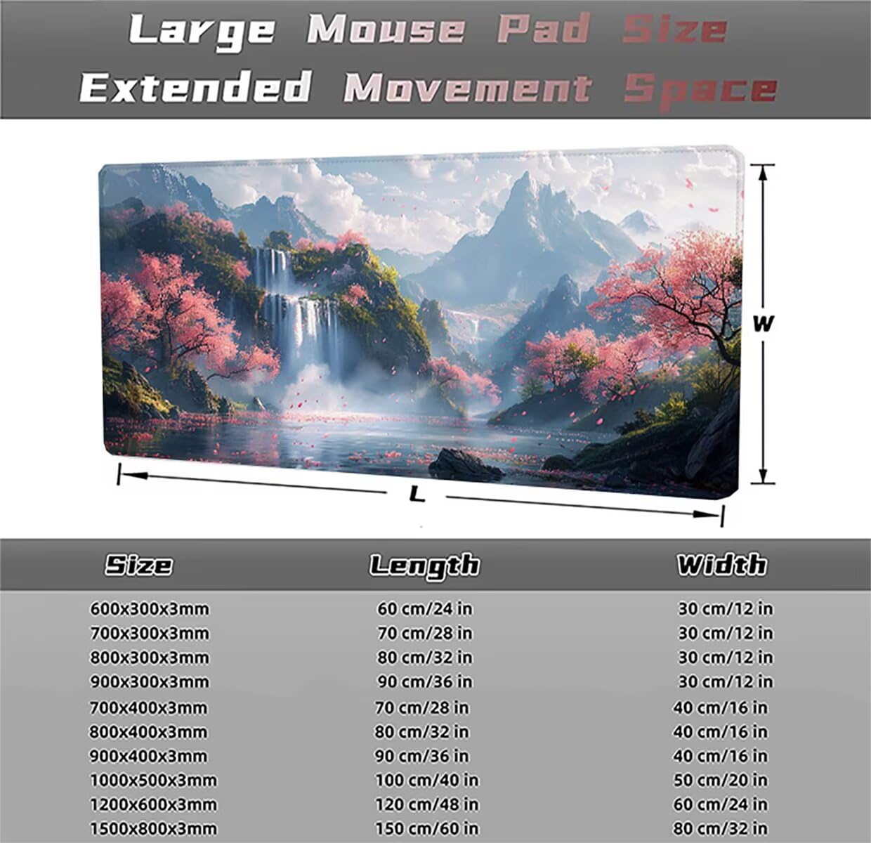 Tappetino per Mouse Gaming XXL 1200x600x3mm – Ufficio Mousepad Grande Migliora la Velocità e la Precisione Tenuta Stabile Sottomano per Ufficio e Casa Accessori Scrivania Paesaggio Montagna LMDT13170