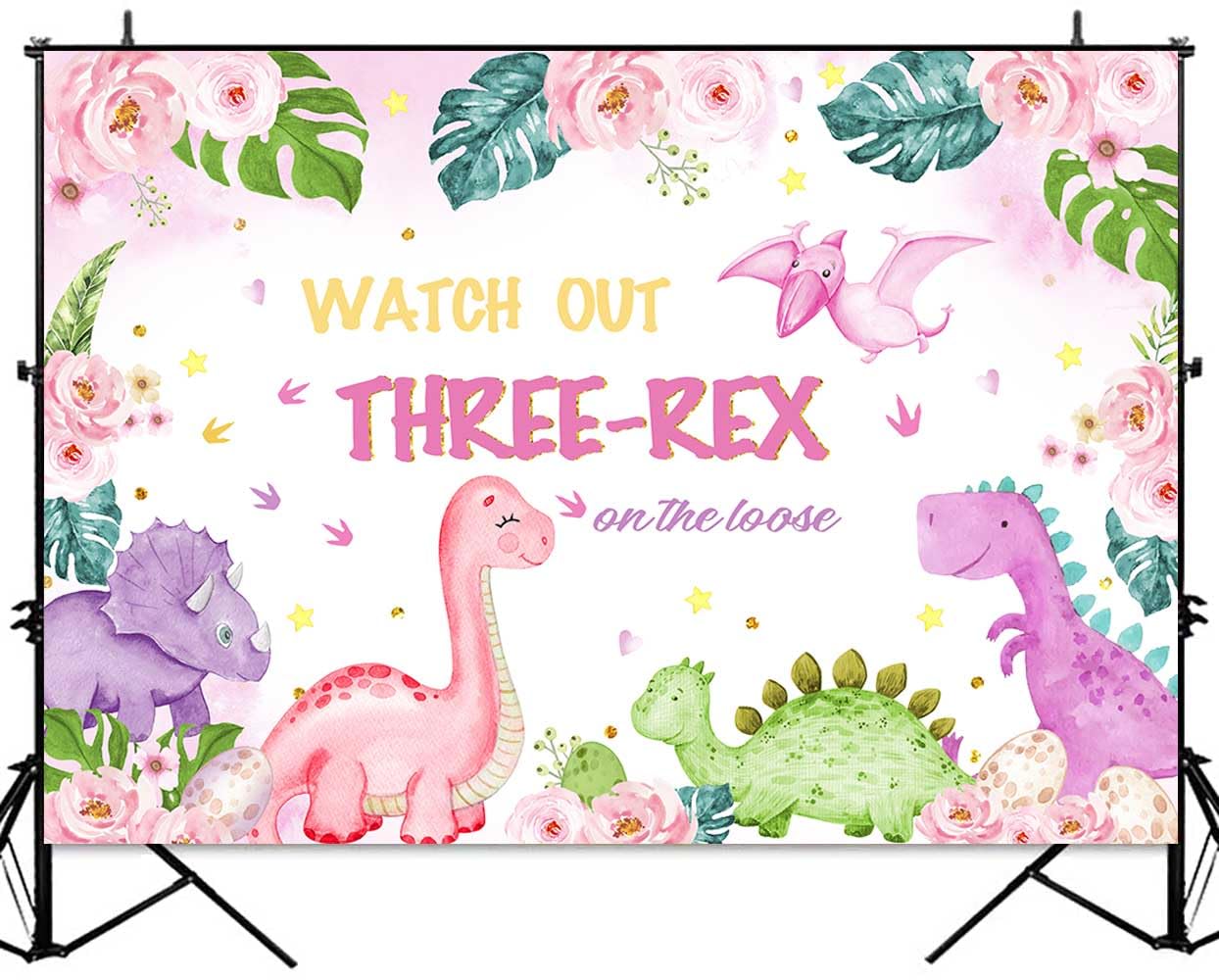 Yongfoto 3x2m Photography Backdrop Tyrannosaurus Rex Carnivore Predator Cretaceous Period Dinosaur Backdrops Photo Shoots Party Adult Kids Baby Personal Portrait Photo Background Studio Props 3x2m