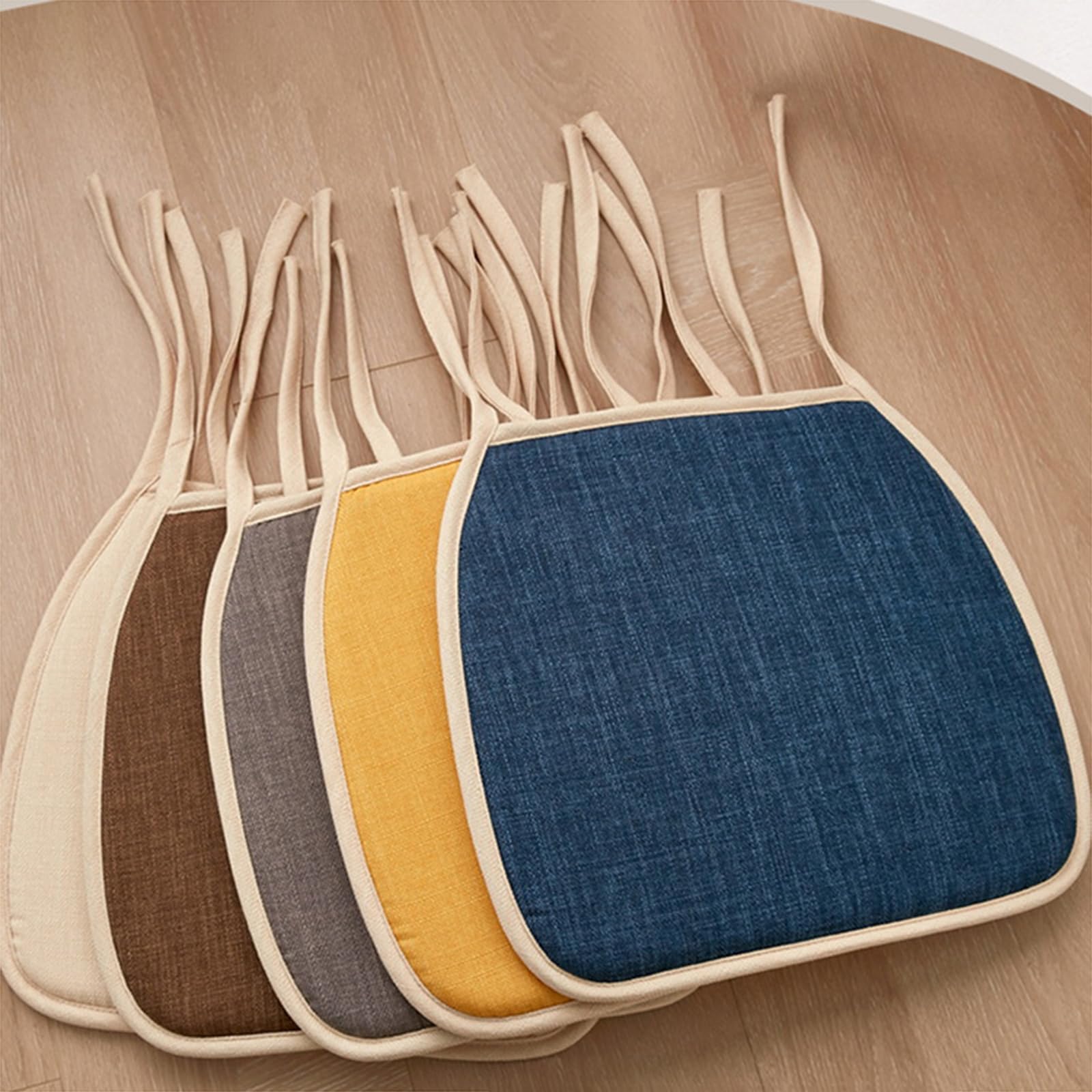 NZPOST Cuscini per Sedia in Cotone e Lino con Lacci, Comodi Cuscini per Cucina e Giardino, 42x40 cm, 2 Pezzi, Indo