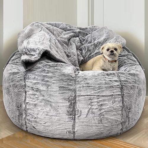 Miniatura 10 de Funda para sillones, 6 pies, redonda, gigante, perezosa, para sofá, cama, saco sin relleno, puf de terciopelo esponjoso, puf, asiento de suelo, puf,