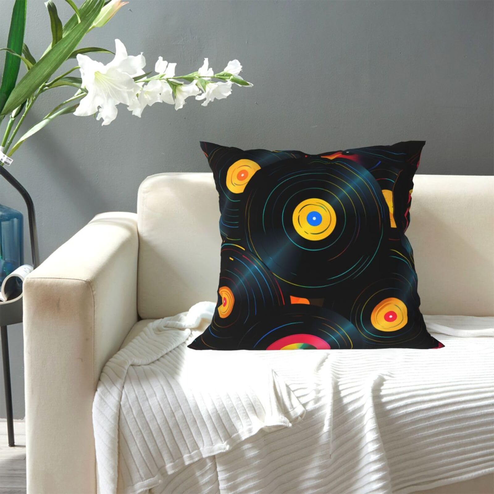 Amazon.com: UOYO Music Record Throw Pillow Covers, Vinyl CD Pillow