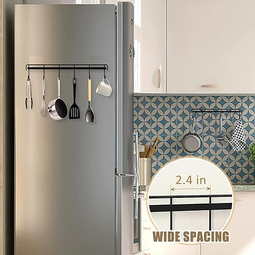 Miniatura 6 de Utensil Hooks Wall Utensil Holder Rail with 6 Hooks Kitchen Utensils Hanger No Drilling Wall Mounted Adhesive Utensil Hooks for Kitchen, Bathroom,