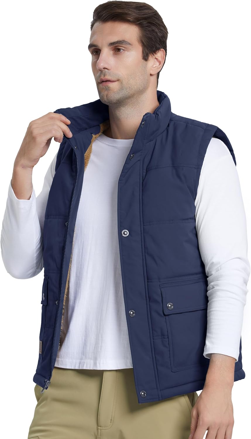 MAGCOMSEN Men's Winter Vest Outerwear Fleece Lined Outdoor Vest Warm Sleeveless Jacket - Image 2