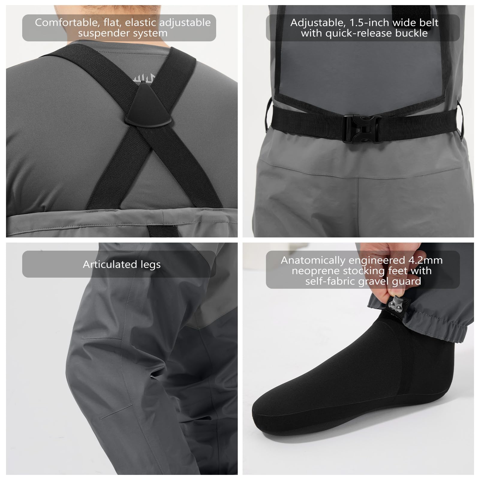 Bassdash Flex Hommes Cuissardes en Nylon Respirant Imperméables Pêche à la Mouche Pieds de Chasse Légers