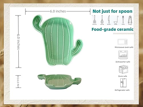 Miniatura 5 de Lindo soporte de cuchara de cerámica para estufa, soporte para cuchara de café y cocina en forma de cactus y soporte para encimera de cocina, estufa
