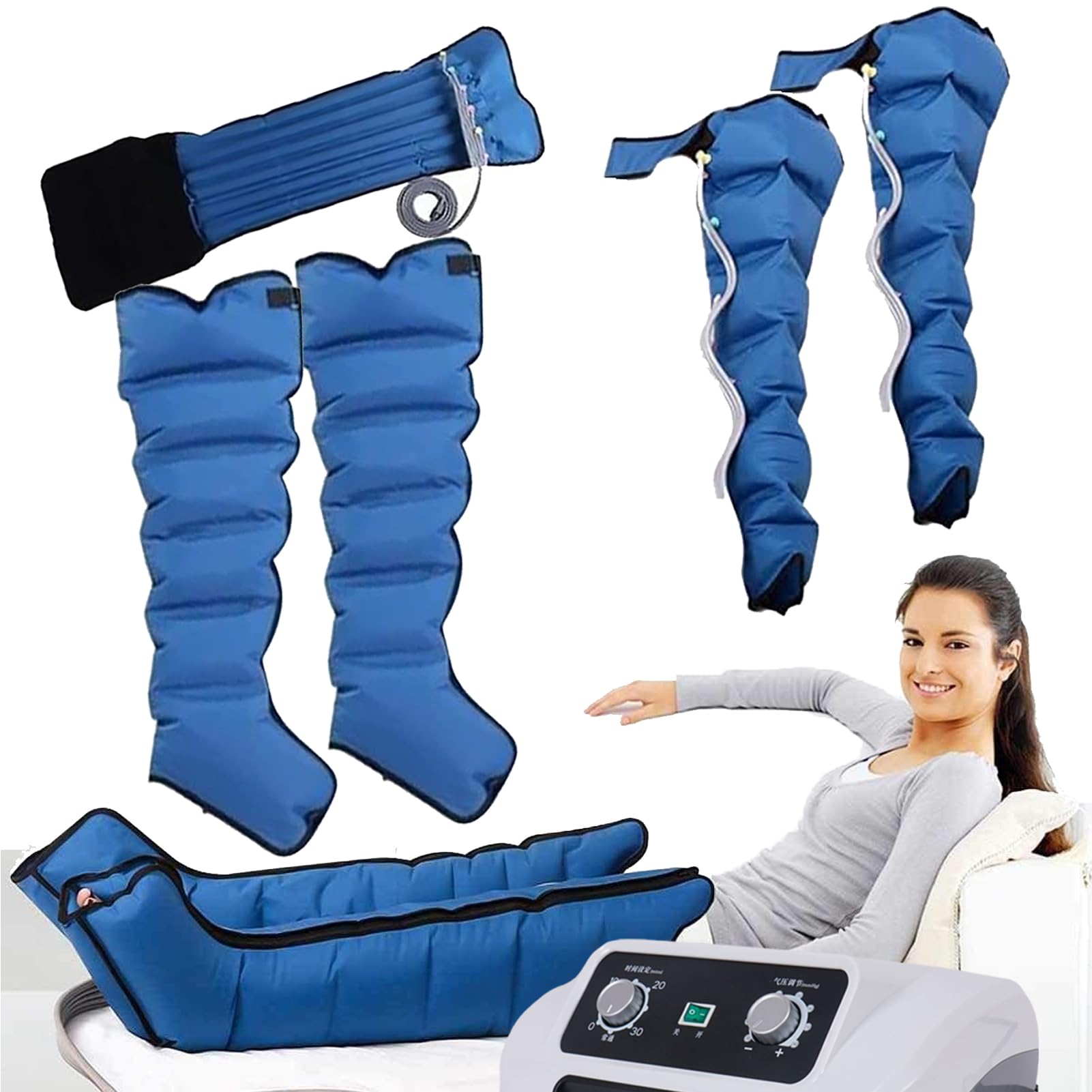 Buty kompresyjne z 6 wnękami, nogi z obrzękiem lipidowym, kompresja powietrzna L/XL do masażu stóp, elektryczne krążenie poprawia ból talii nóg relaks, drenaż limfatyczny