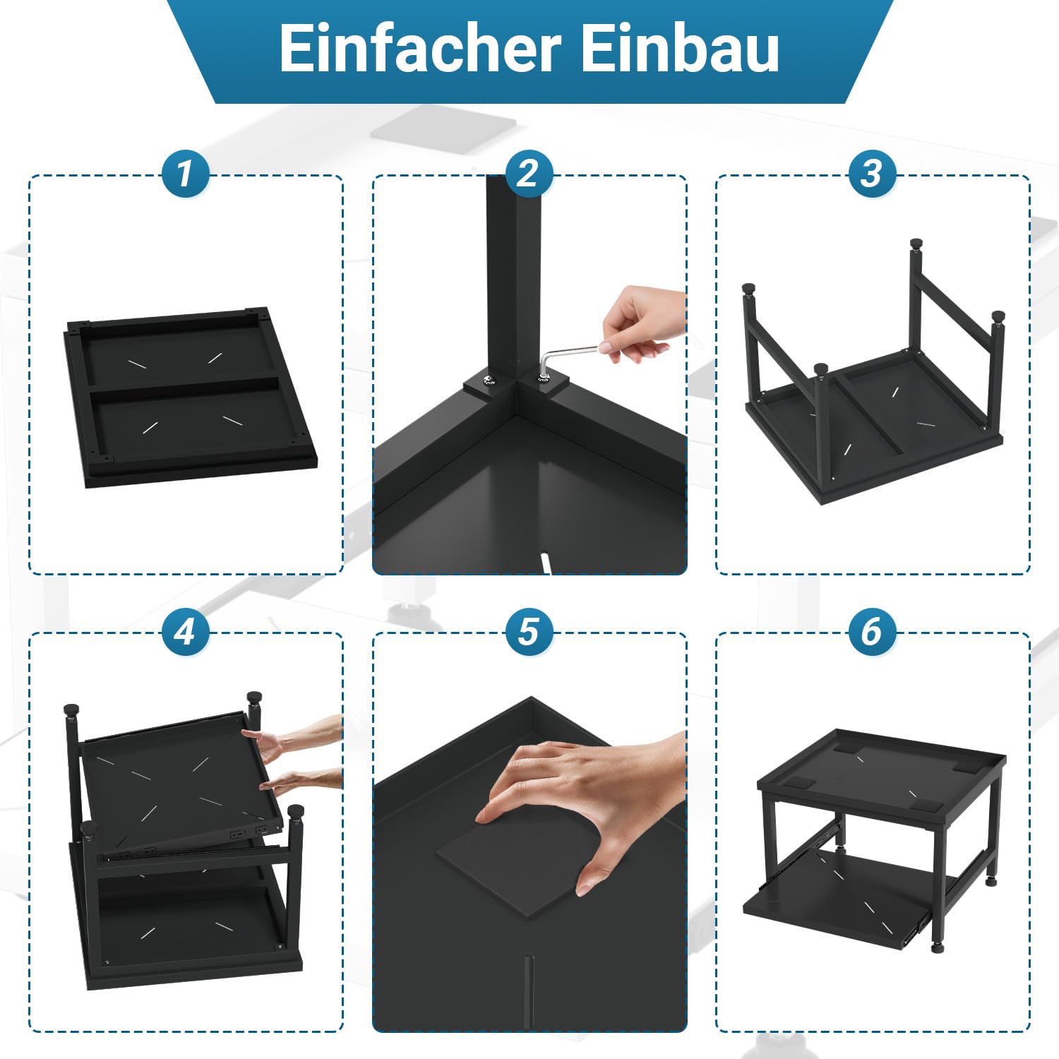 Waschmaschinen Untergestell Tragkraft 200kg, Höhenverstellbar 45cm,Mit Ausziehbarer Ablage,Anti-Vibration,Sockel für Trockner, Kühlschrank, Waschmaschine,Schwarz