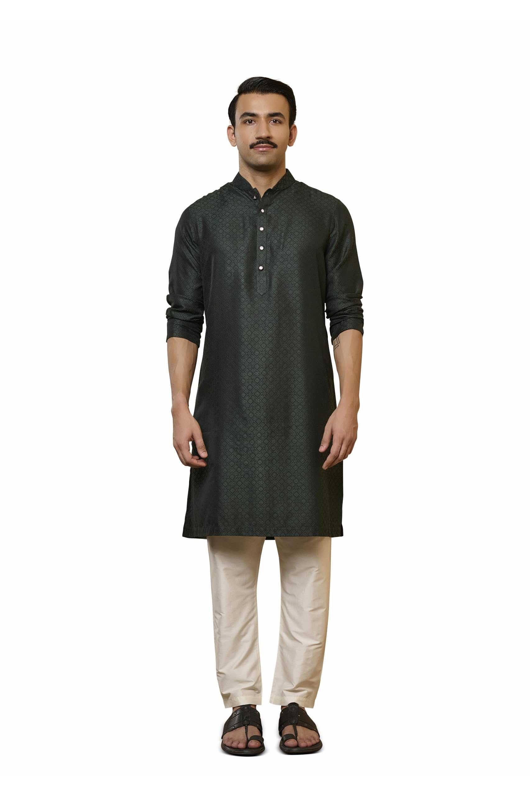 Dark Green Embroidered Kurta Set-image-14