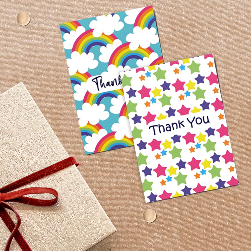 Papa Prints Pack of 24 Thank You Card Kids Greeting Cards 105 x 149 mm Rainbow Wedding Thank You Cards Multipack with Envelopes for Anniversaries - Image 4