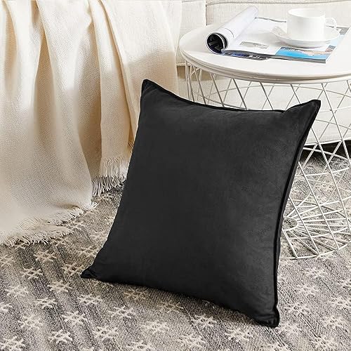 Miniatura 2 de Fancy Homi Paquete de 4 fundas de almohada decorativas de color blanco puro de 16 x 16 pulgadas, fundas de almohada cuadradas súper suaves de gamuza