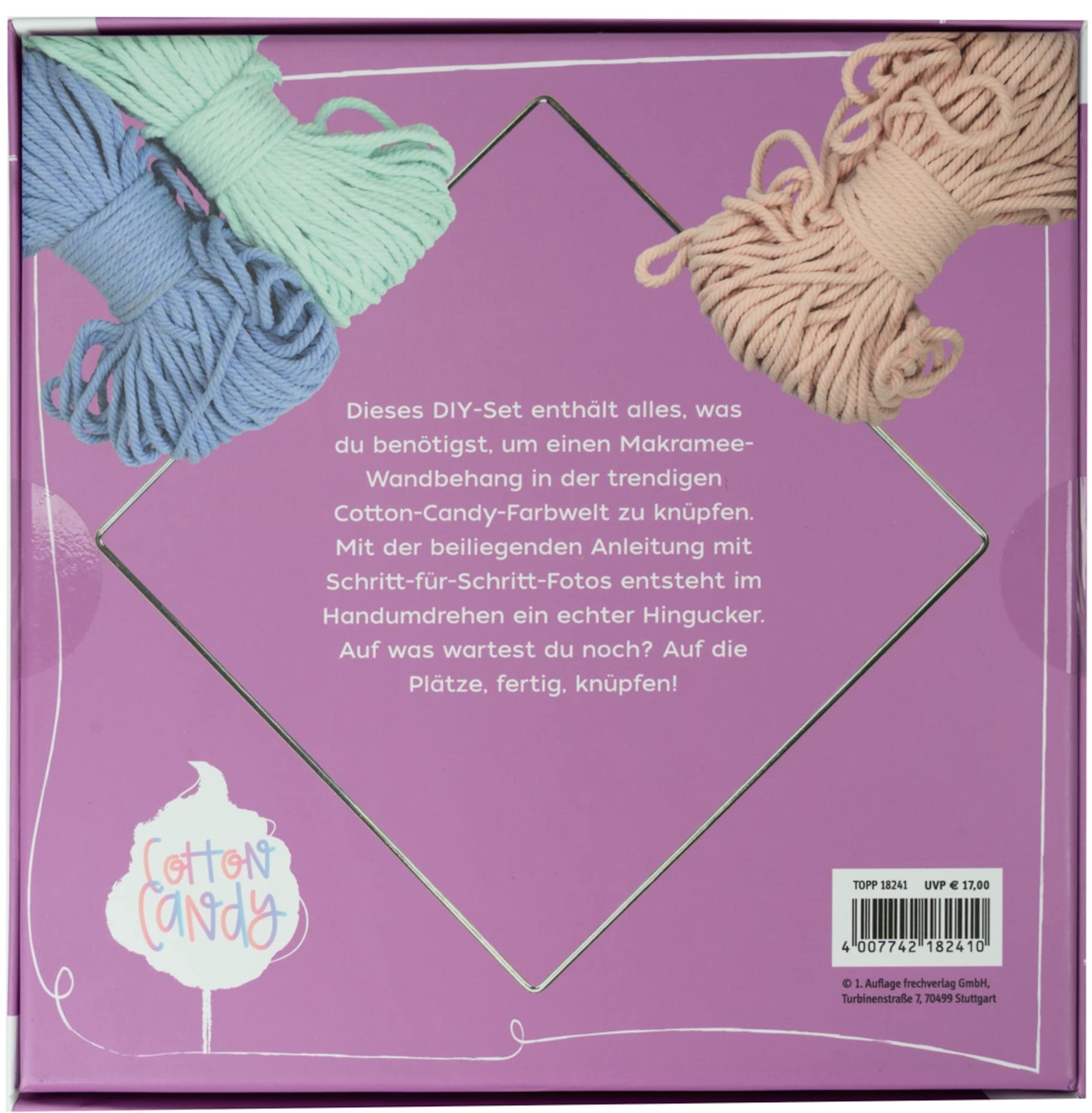 Makramee Knüpf-Set: Wandbehang: Anleitung und Material für einen Makramee-Wandbehang in angesagten Cotton-Candy-Farbtönen