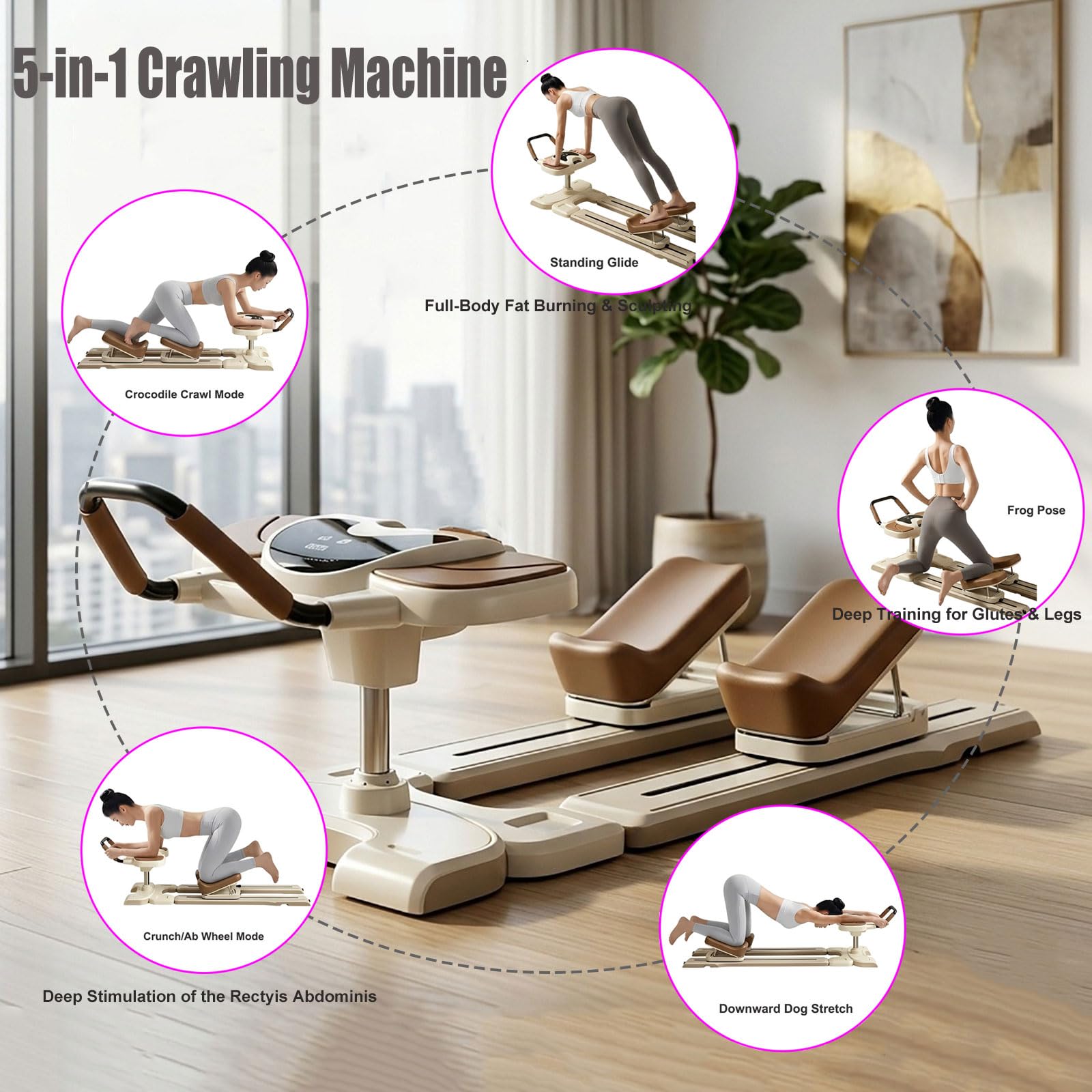 Crawling Machine, Spine Twist & Stretch Trainer, Maquina De Abdominales, Máquina De Reptación - 3 Niveles De Altura Ajustables Y Pantalla Digital, Entrenador De Estiramiento Y Torsión De Columna