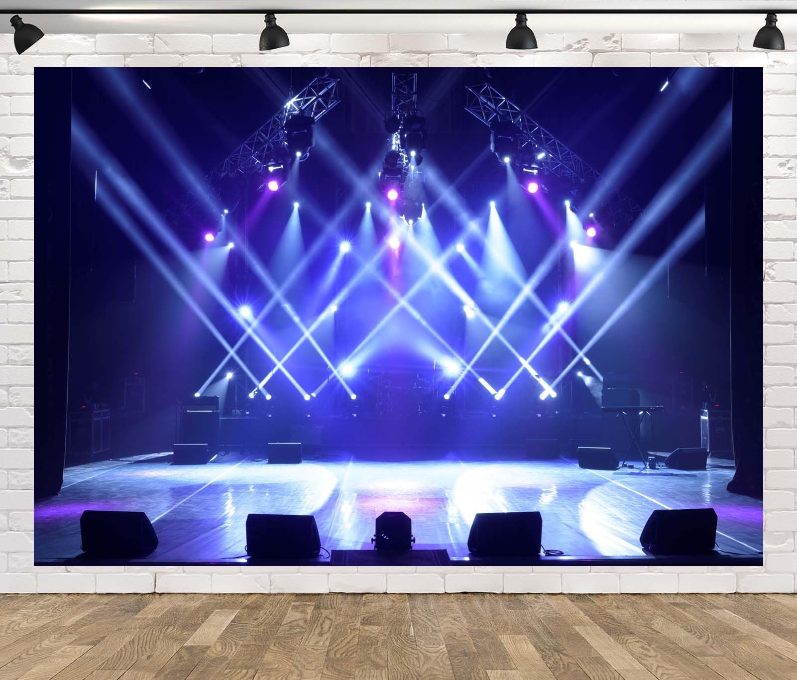 BELECO 4.6x2.5m Sfondo in tessuto Palco musicale | Palco concerto fari blu viola spettacolo gruppo rock sfondo festa musica dj shooting studio foto