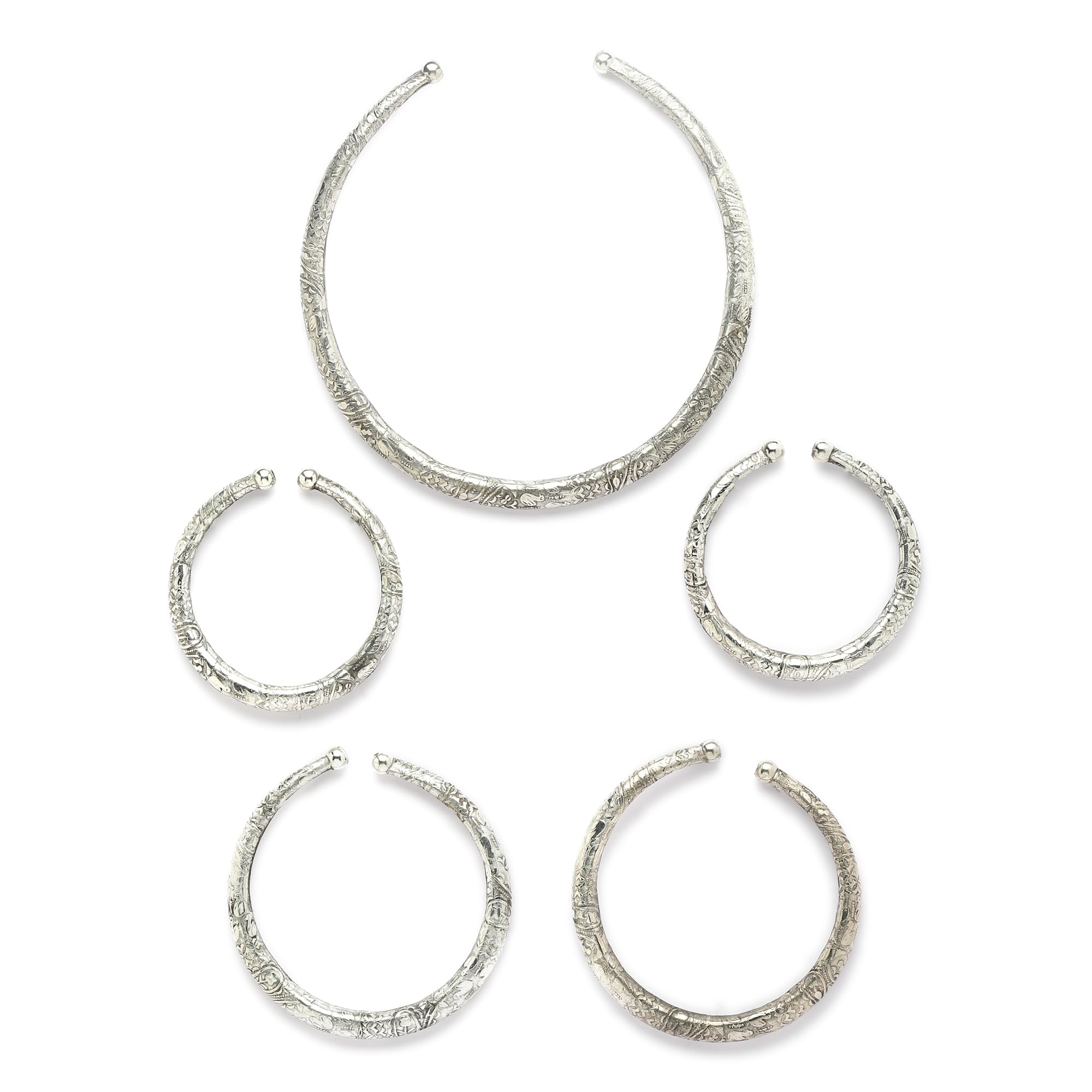 sanjog Silver-Plated Oxidised Bangle Kada Hasli Anklet Tribal Antique Statement Jewellery Set (B0DHQR65V2) Amazon Price History, Amazon Price Tracker
