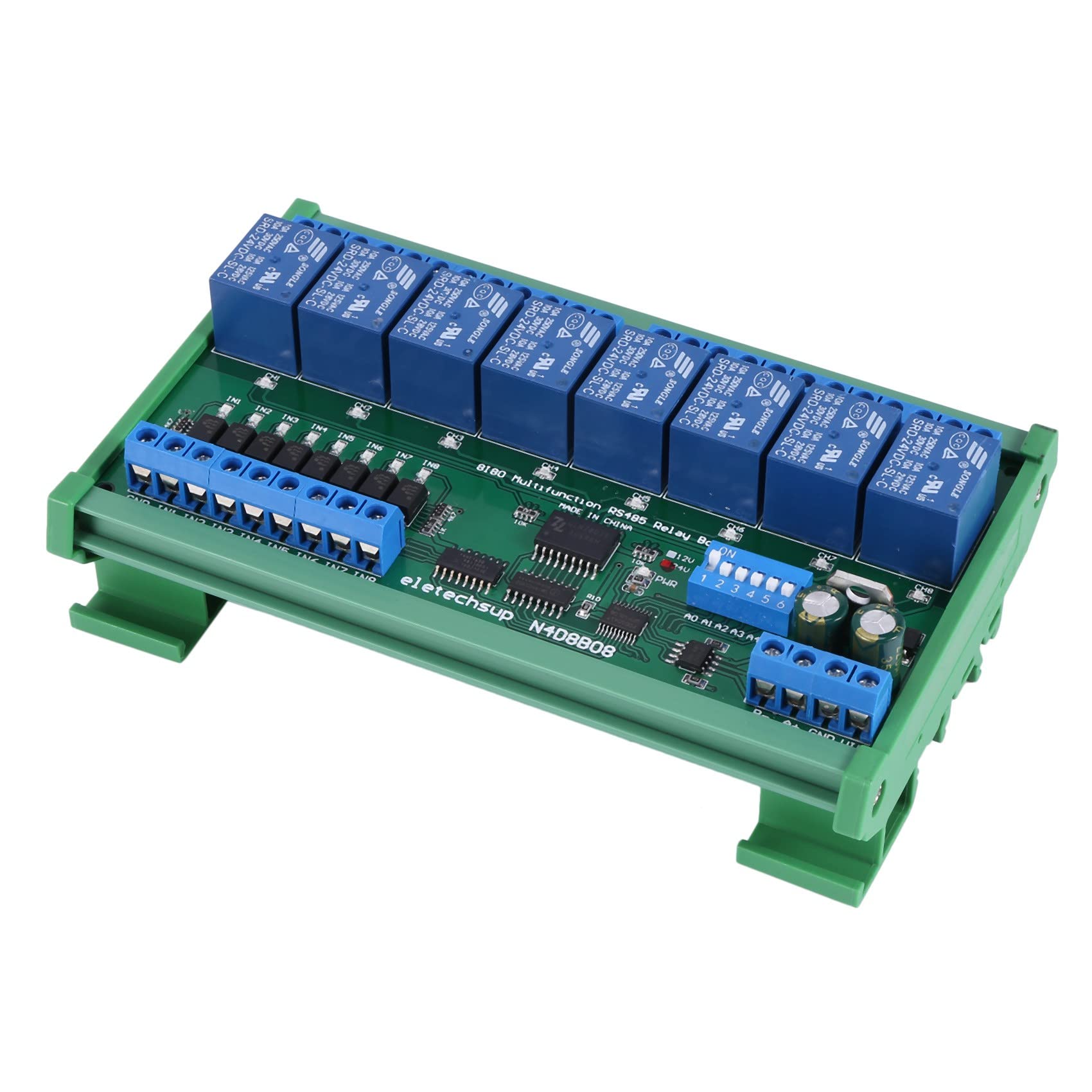 XIAOJUN DC 24V 8 RS485 Relay Board Modbus RTU UART Control Switch DIN35 Rail Box pour Automation Control