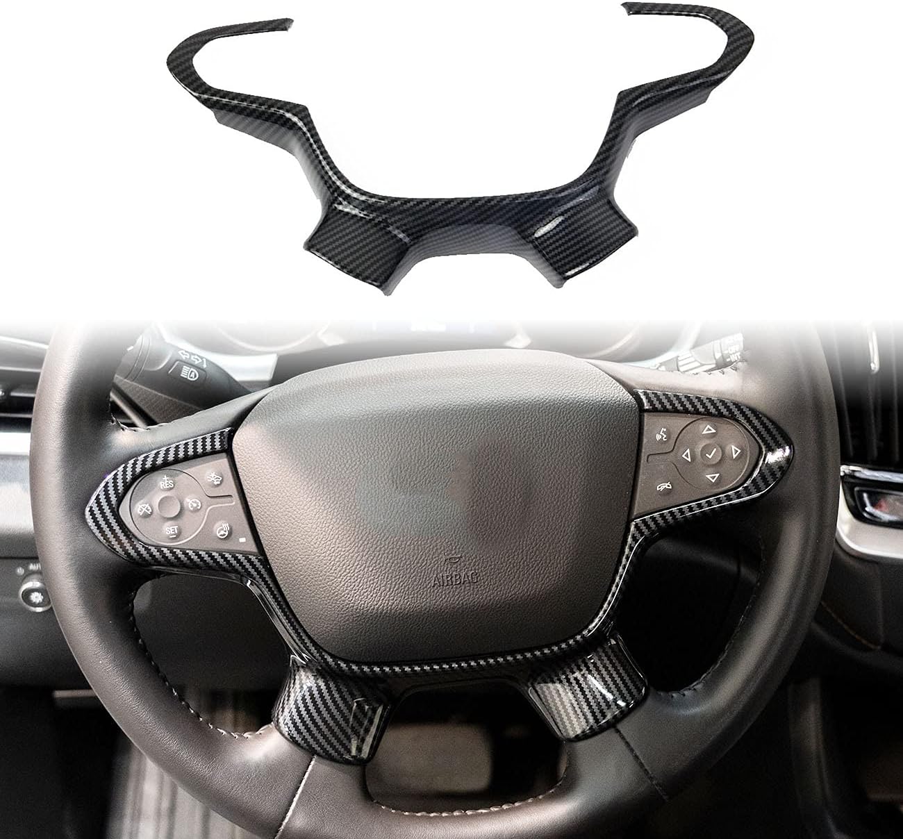 Carbon Fiber Outlook Steering Wheel Interior Cover Trim Accessories for Chevrolet Traverse 2018-2023/Colorado 2015-2022