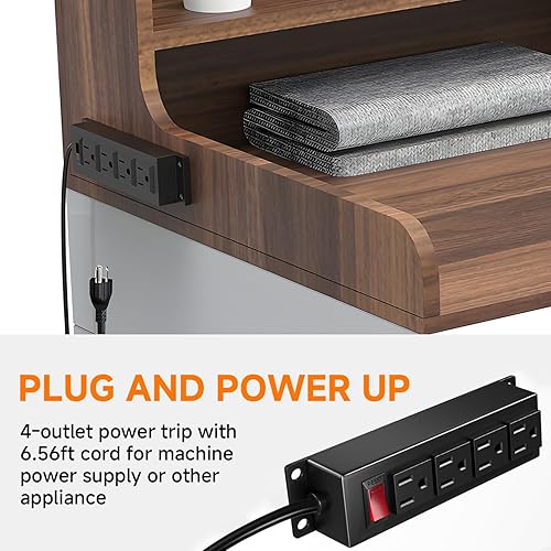 Miniatura 2 de Encimera de lavadora y secadora de 2 niveles con estación de carga, cubierta superior de 54 x 27.5 pulgadas para lavadora y secadora, estante de