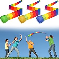 Chalyna 3-Pack Rainbow Tail Throw & Catch Foam Comet Balls - 24" Soft Playground Toys for Kids Adults Indoor Outdoor Fun