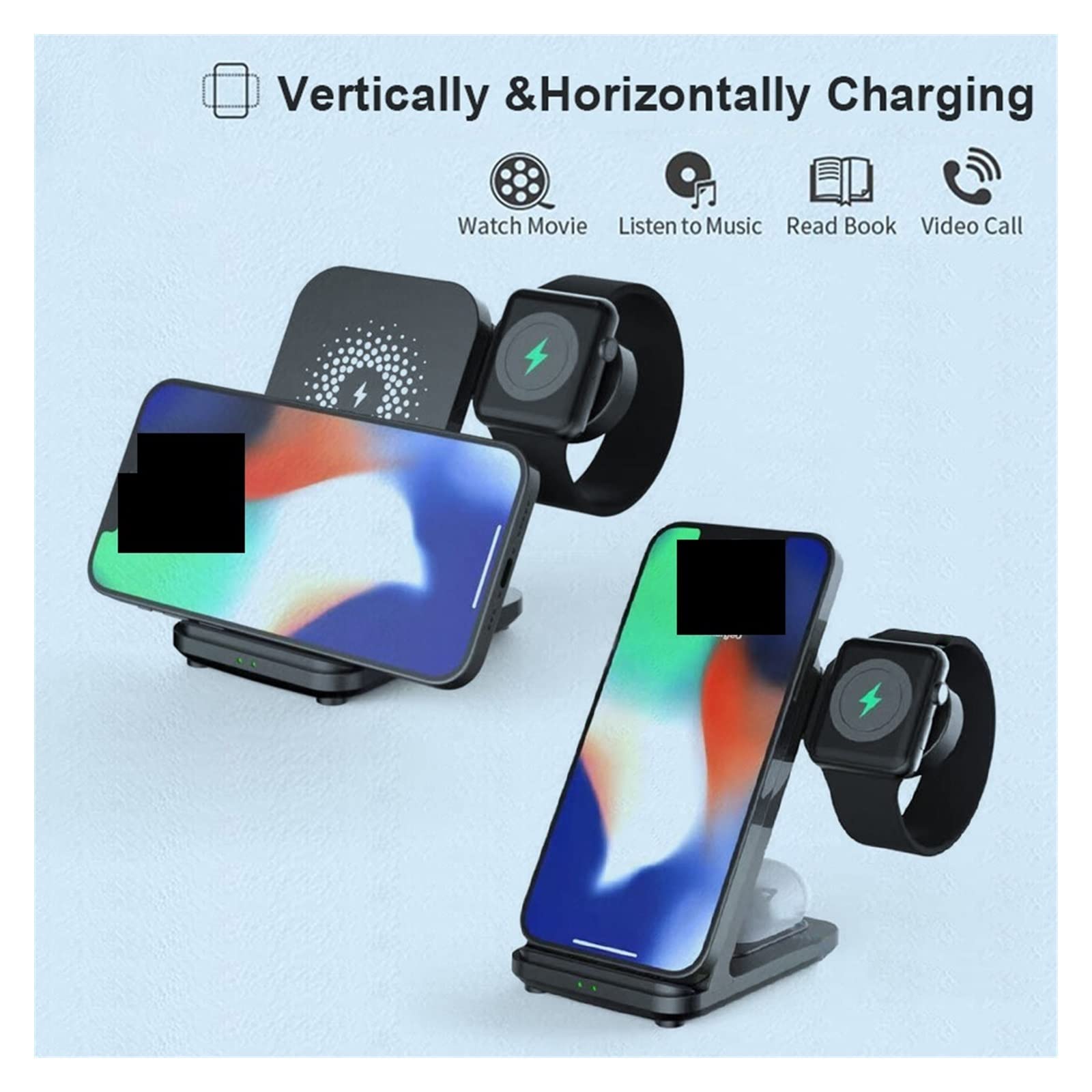 Support de Chargeur sans Fil 30W for Watch 4 Active 2/1 3 in 1 Station Chargement Rapide,Compatibilité Universelle(for Samsung Watch-01)
