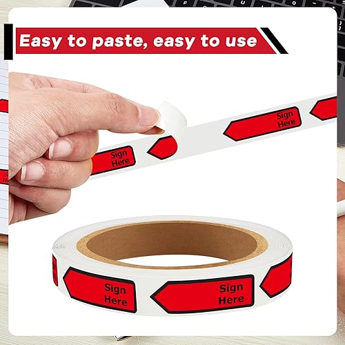 Miniatura 3 de Kisston 2000 unidades  4 rollos de calcomanías para firmar aquí firmar aquí pestañas signo aquí banderas dispensadoras de flechas banderas 500