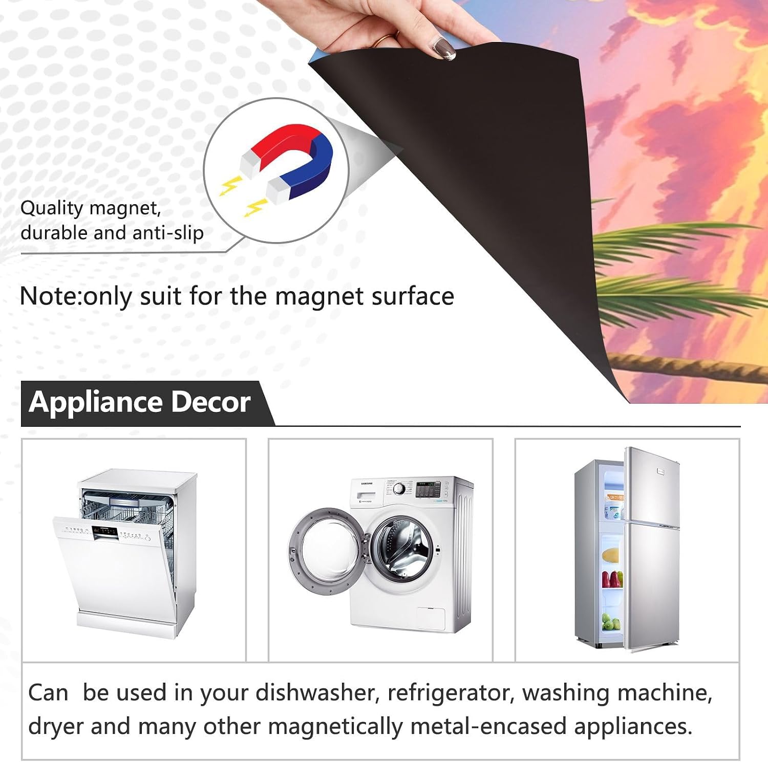 QUGRL Christmas Flamingos Dishwasher Magnet Cover Front DoorSnowman Palm Trees Hibiscus Decorative Refrigerator Covers Magnetic Sheet Sticker Wash Machine Fridge Panel Decal for Kitchen Appliance 23x2