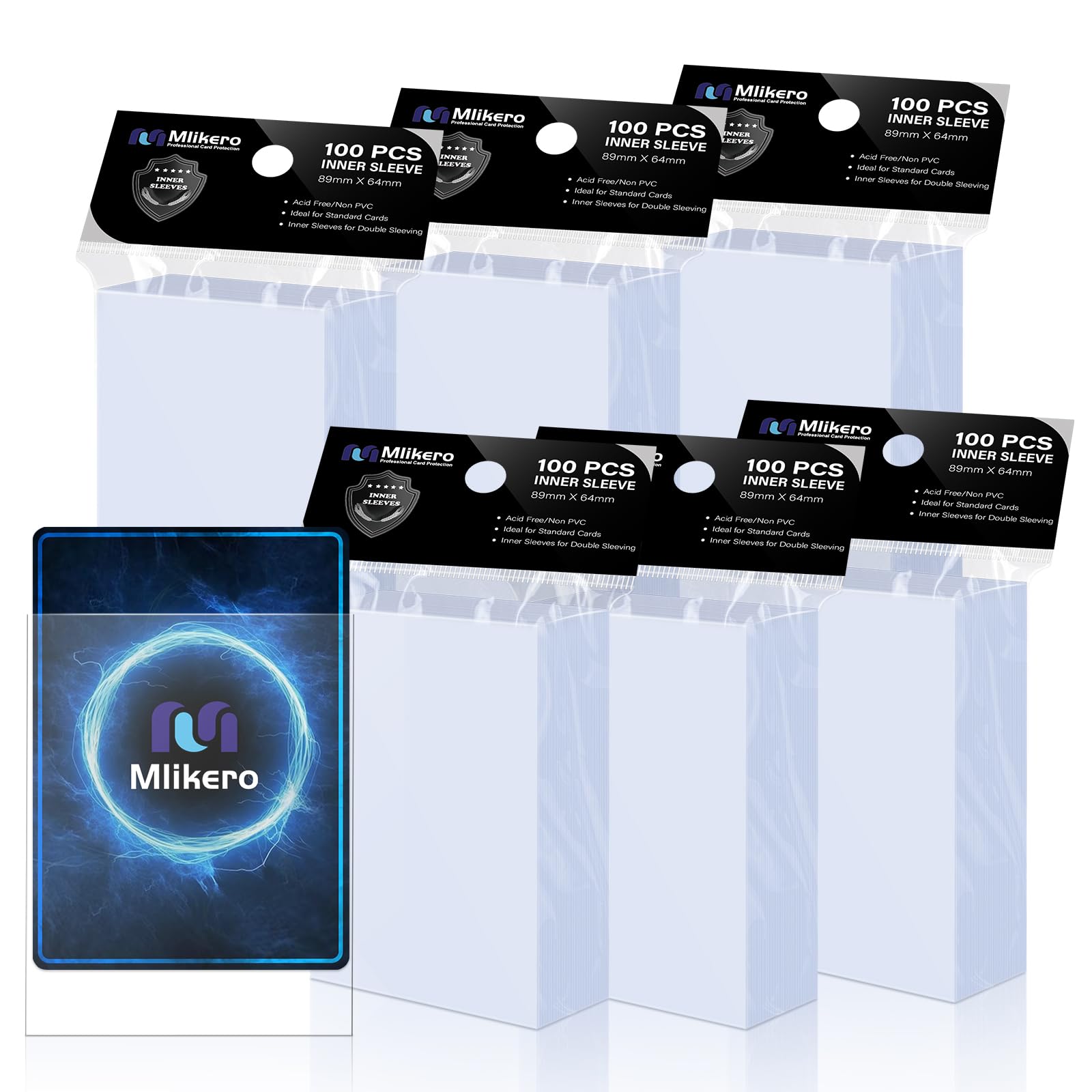 Mlikero 600 Pcs Card Sleeves, Perfect Fit Inner Sleeves Ideal for Double-Sleeving, Trading Card Sleeve Fit for MTG, TCG, Game Cards (64 x 89 mm)