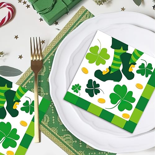 Miniatura 4 de 100 servilletas de papel para fiesta de San Patricio, servilletas de papel para el día de San Patricio, servilletas de papel desechables de trébol