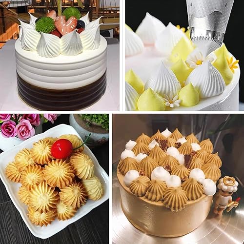 Miniatura 5 de Juego de 4 puntas de tuberías grandes, puntas redondas cuadradas de acero inoxidable, puntas de decoración de pasteles para cupcakes, pastelería,