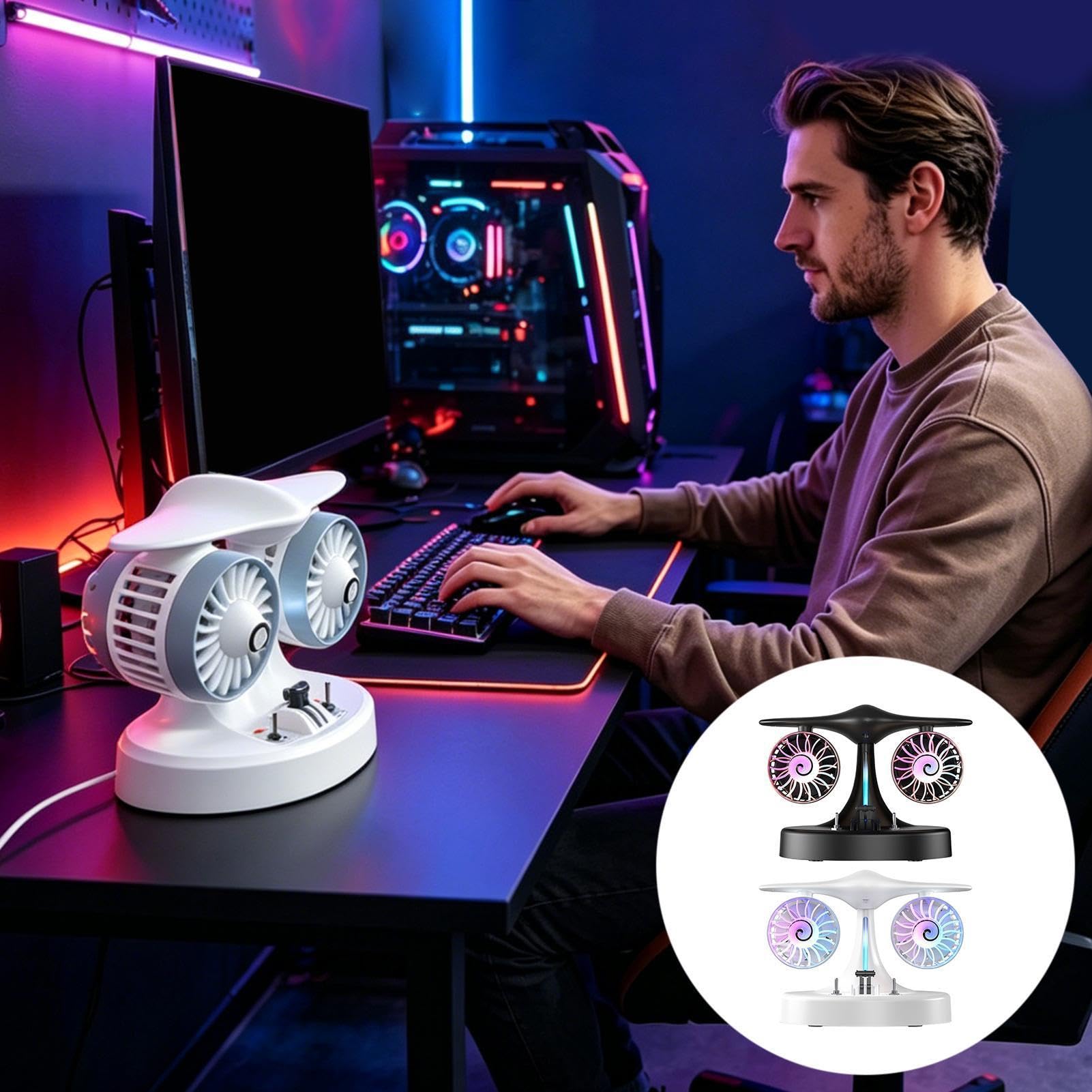 Ventilador De Escritorio Pequeño Portátil Recargable con Nebulización y | Ventilador De Escritorio A Pilas Para Oficina para Oficina en Casa Apartamento Escuela Salón Verano Viaje Camping Ti