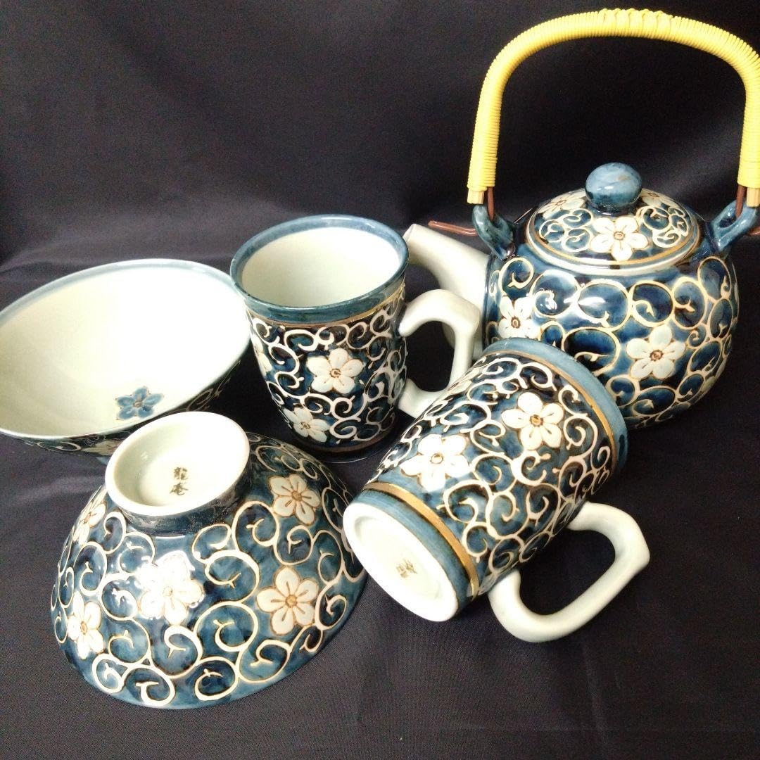 Amazon.co.jp: 波佐見焼 龍庵窯 急須 マグカップ 飯碗セット 元箱なし