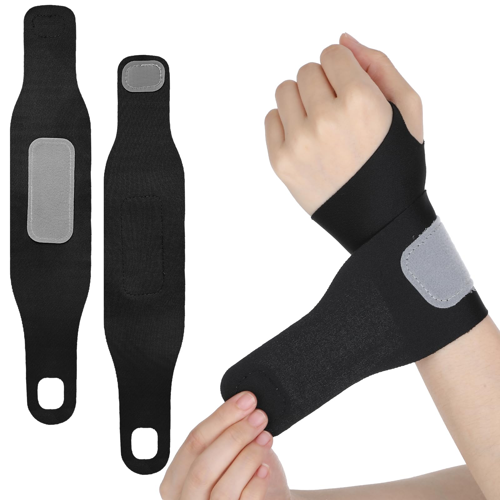 Nogeqi 2 Pcs Ultra-Thin Wrist Wrap Elastic Wrist Brace For Tendonitis Fit Left Or Right Hand For Carpal