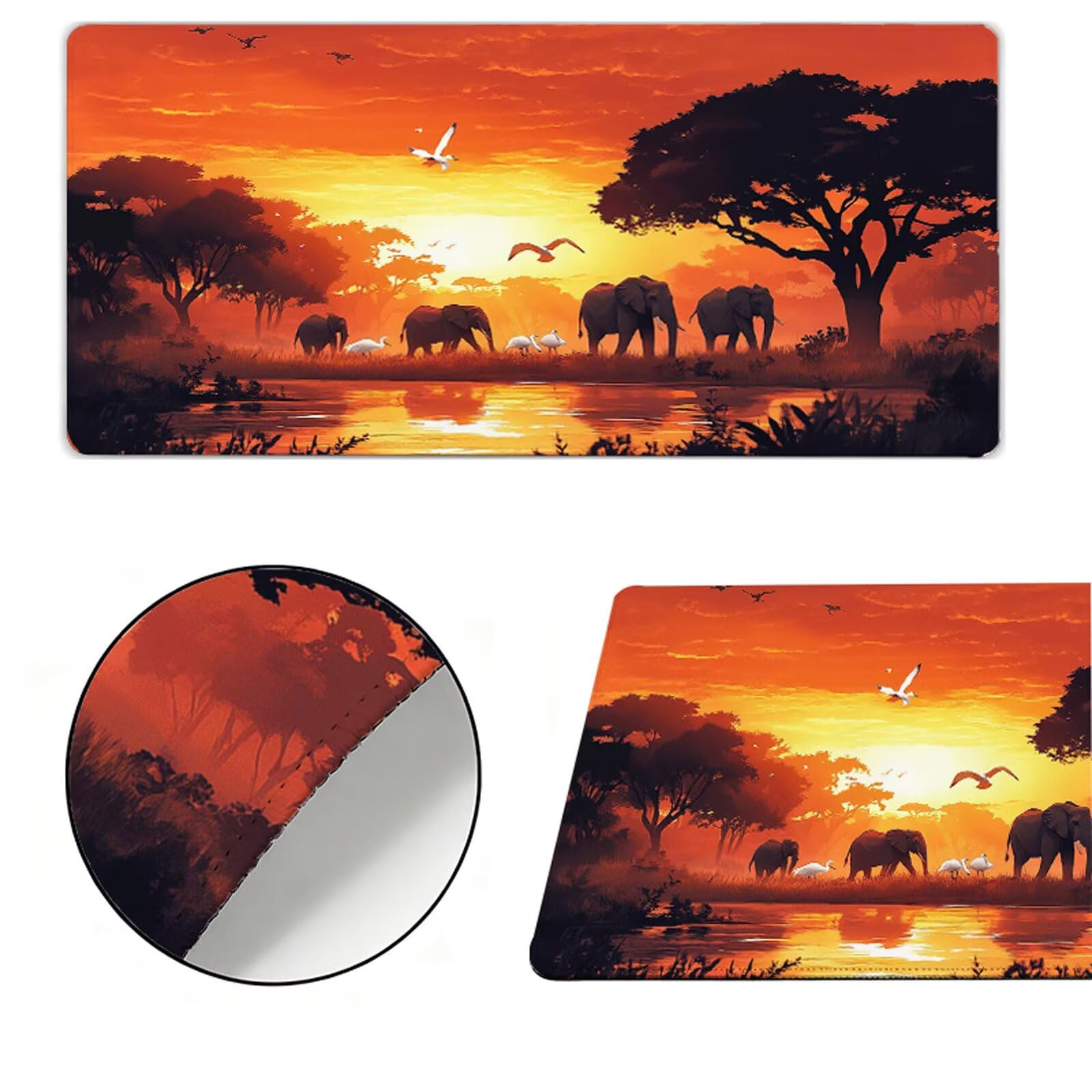 Podkładka pod mysz XXL 1200x600x3mm podkładka pod mysz słoń podkładka pod mysz pomarańczowy kolor poprawia precyzję i szybkość, wodoodporne antypoślizgowe, szyte krawędzie, akcesoria do gier, komputer