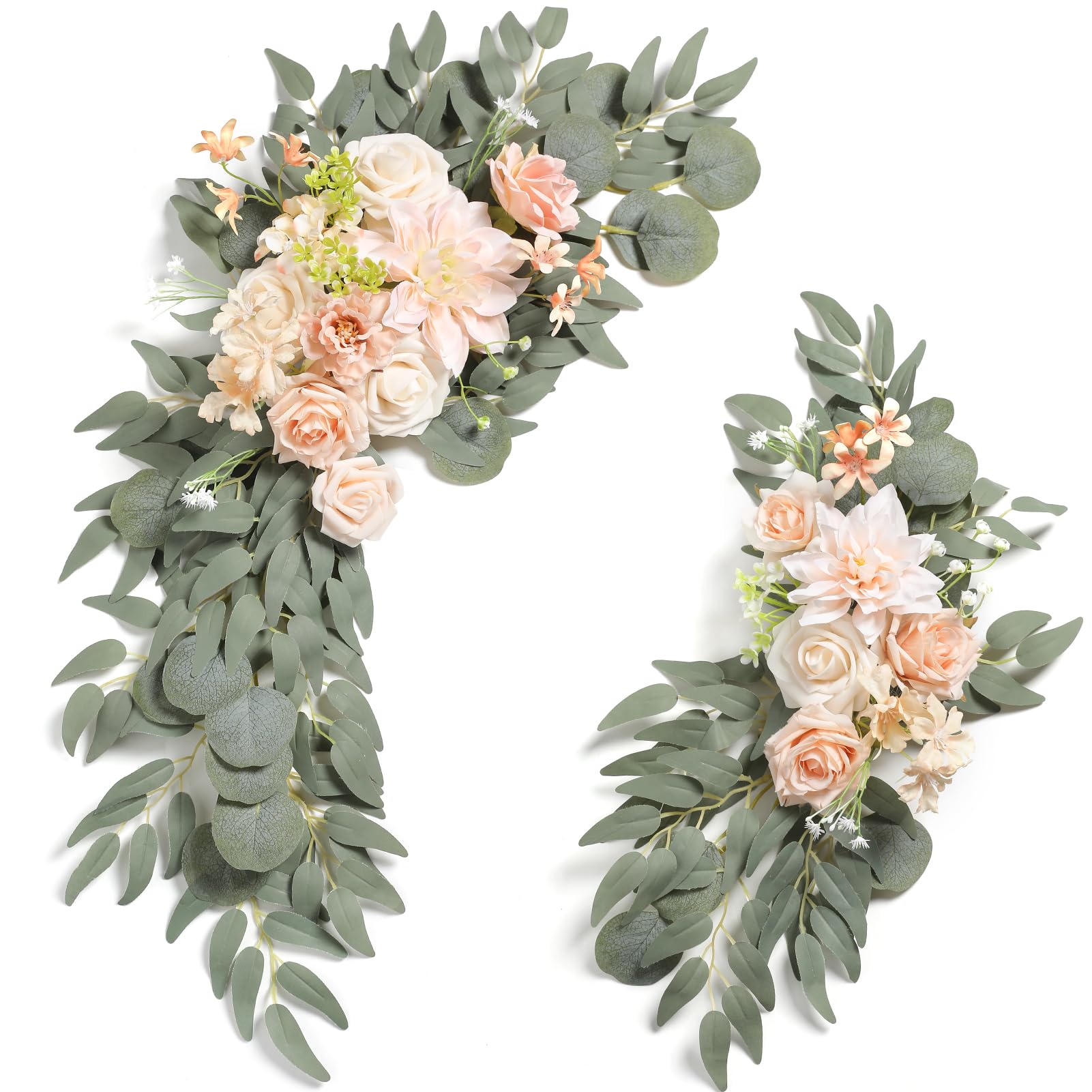 SERRAFLORA Wedding Arch Flowers Swags Kit (Pack of 2) for DIY Artificial Peony Greenery Arrangements Party Welcome Ceremony Sign and Reception Backdrop Floral Decoration