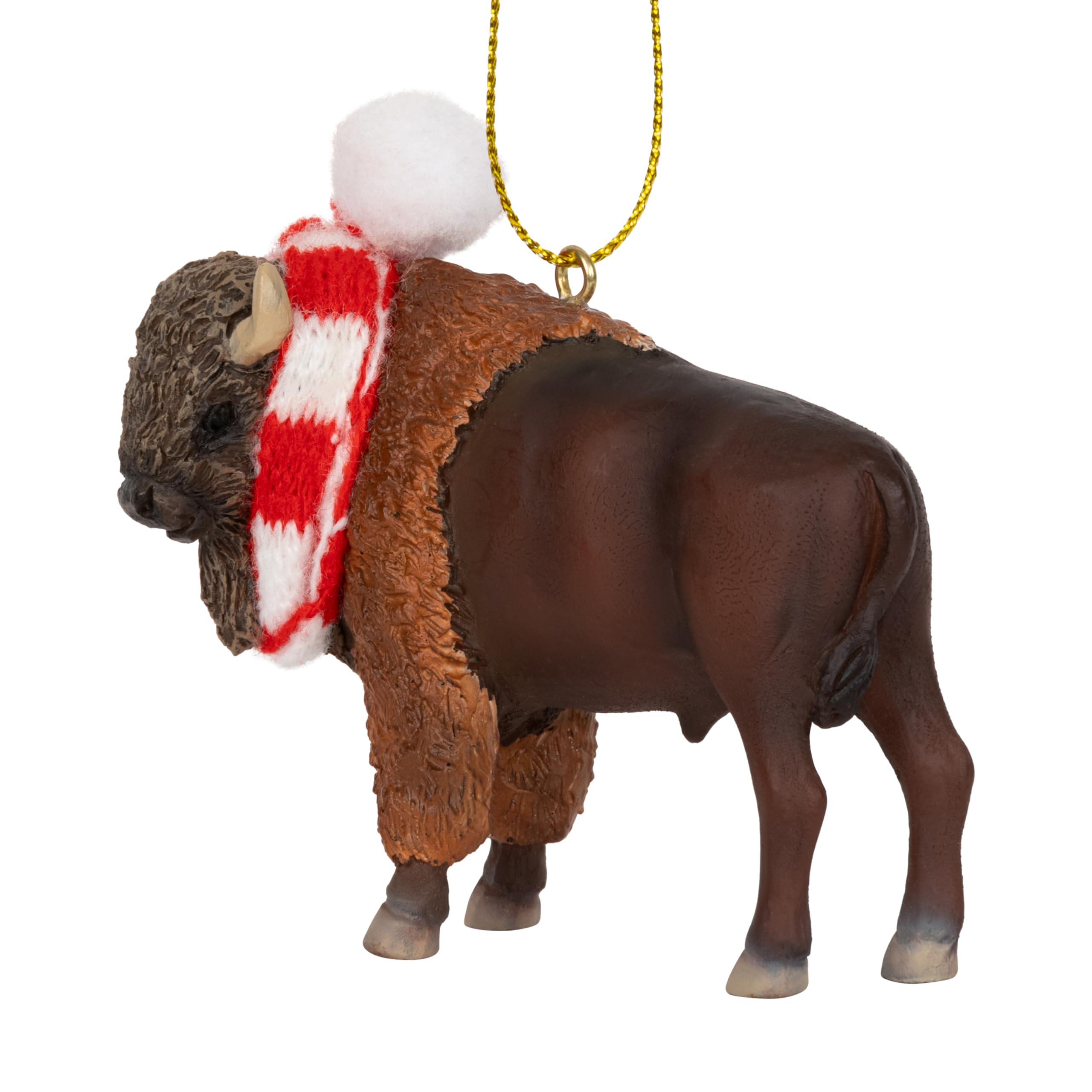Buffalo Bison Christmas Tree Ornament with Candy Cane Scarf