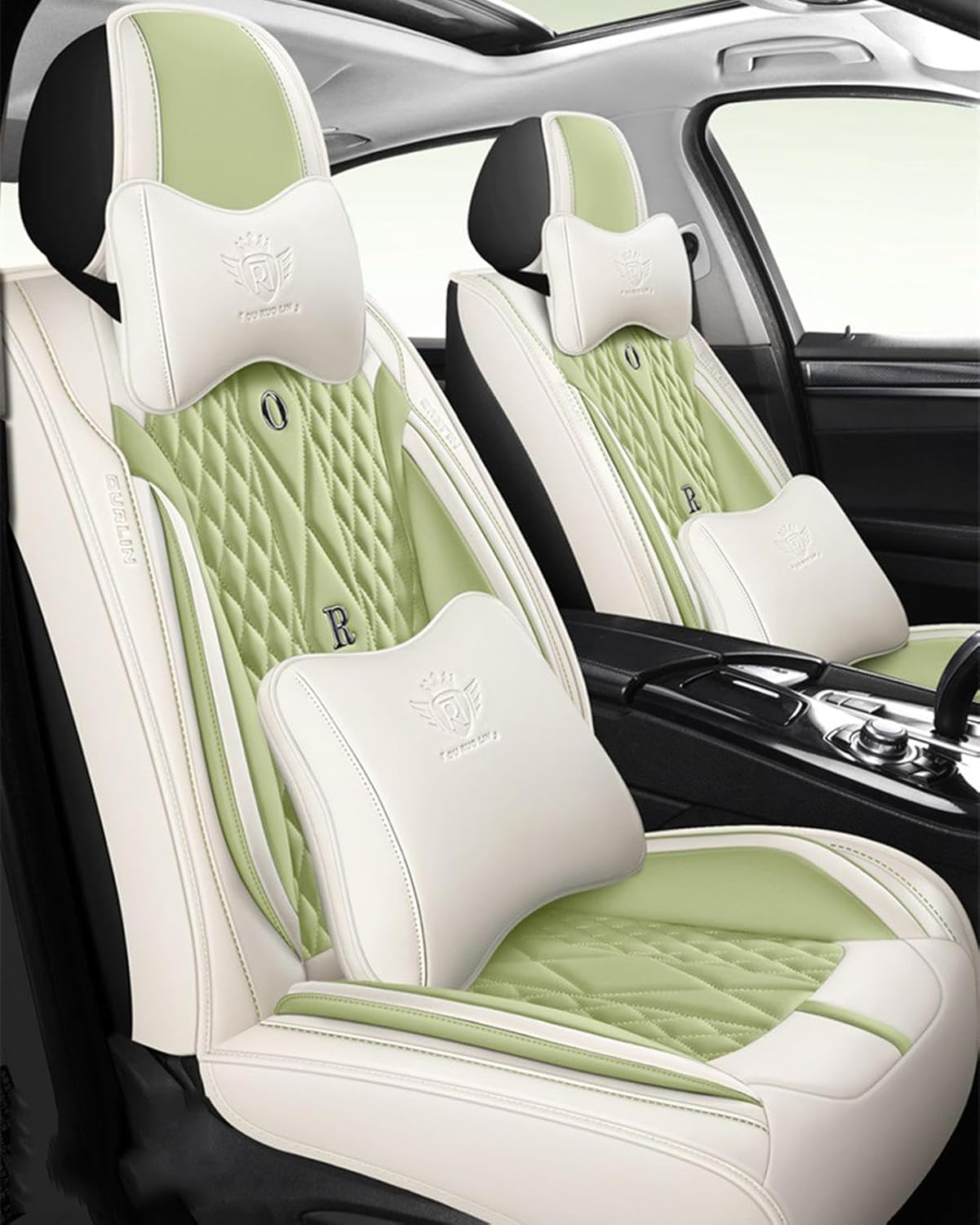 OYWEHECE Full Coverage Faux Leather Car Seat Covers Automotive Vehicle Cushion Universal Fit for Cars SUVs Pick-up Truck, Auto Interior Accessories Seat Covers Full Set,A