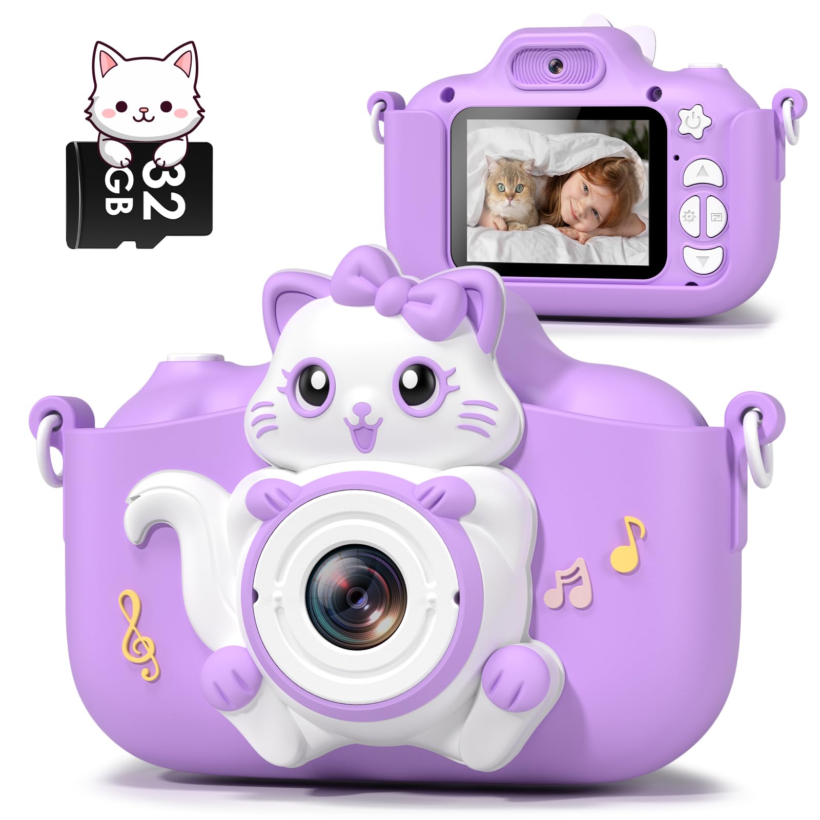 Gofunly Macchina Fotografica Bambini, 2.0 Pollici Mini Ricaricabile Fotocamera Digitale Bambini HD 1080P Selfie Videocamera con Scheda 32GB, Regalo Natale & Compleanno per Ragazze Ragazzi 3 a 12 Anni