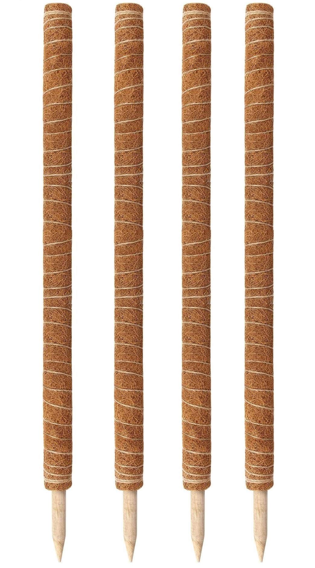 Vasgor 40” Totem Pole Plant Supports (Set of 4) - Coco Coir Poles Support Climbing Indoor Plants to Grow Upwards - Use Moss Poles Individually or Together Stick for Creepers