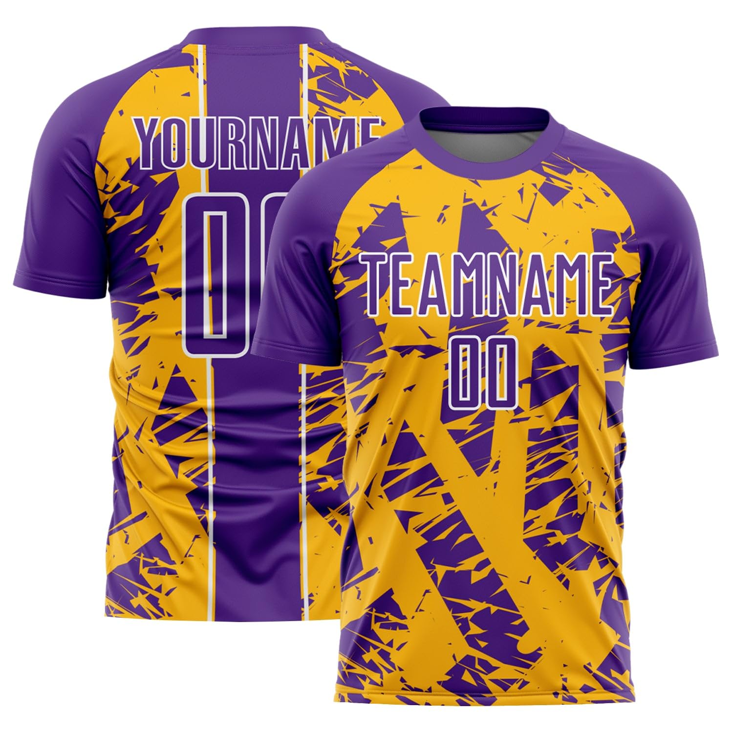 Custom Soccer Jerseys for Boys Men Women Youth, Purple and Gold Personalized Soccer Jersey Printed Name Number Logo Sports Jersey