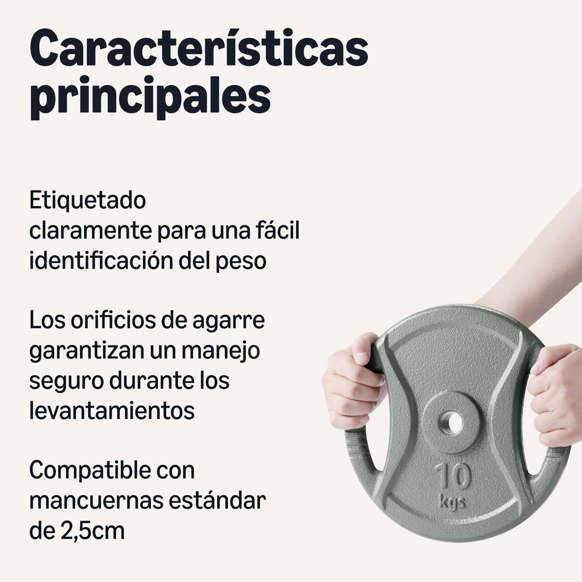 Amazon Basics 2.5cm Grip Hierro fundido Weight Plates