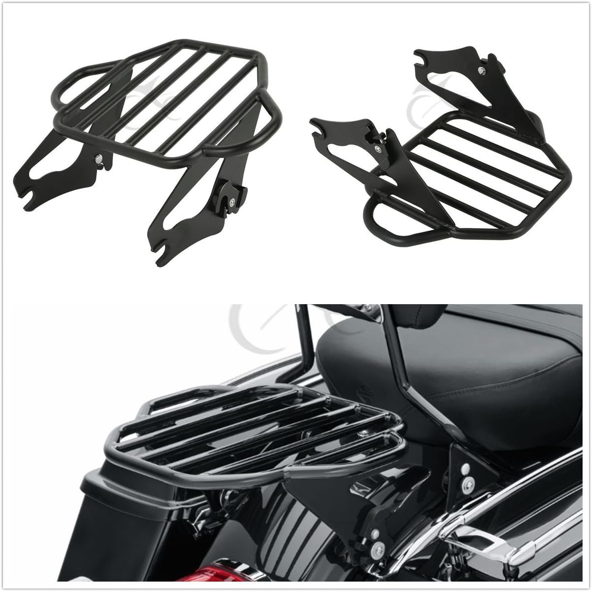 TCMT 2 Up Trunk Mount Luggage Rack 4 Point Docking Kit Fits for Harley 2014-2025 Touring CVO Road Glide Street Glide Road King Pack