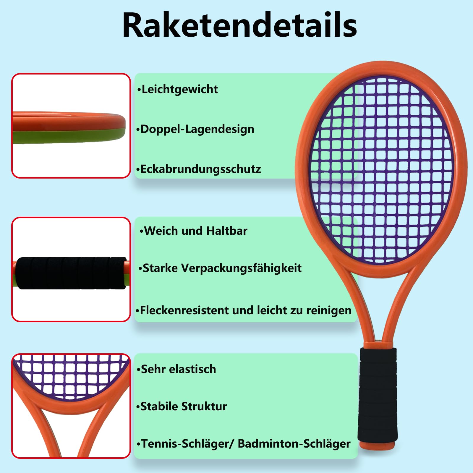 Kinder tennisschläger Set 17 Zoll,Mit 4 weichen Trainingsbällen & 6 Badminton-Federbällen – Geeignet für Kindersportarten im Innen- und Außenbereich