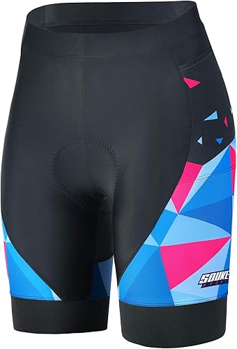 Pantalones cortos acolchados para mujer, con bolsillos acolchados para ciclismo, ciclismo, bicicleta, para mujer, con acolchado 3D