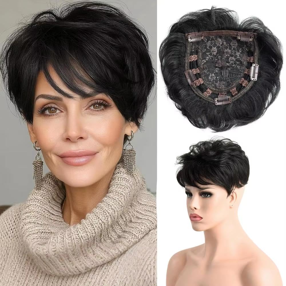 Accesorios Pelucas Pelucas Pelo Corto 6 Pulgadas Para Mujeres Y Hombres Corte Pelo Corto Con Peinado Rizo Natural(3)