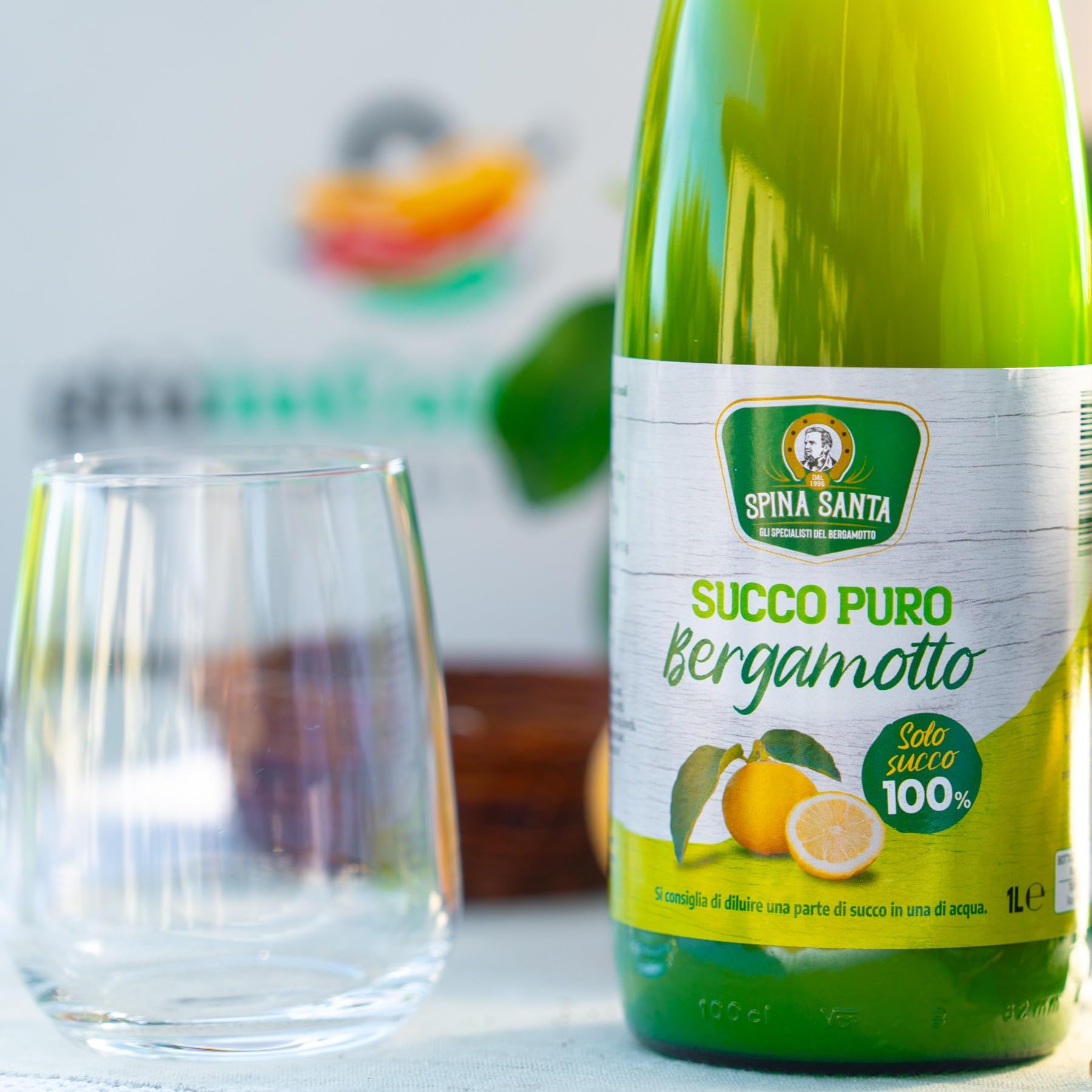 6 Bouteilles Jus de Bergamote Pur 100% - 1L Spina Santa: Goût et Bien-être de Calabre