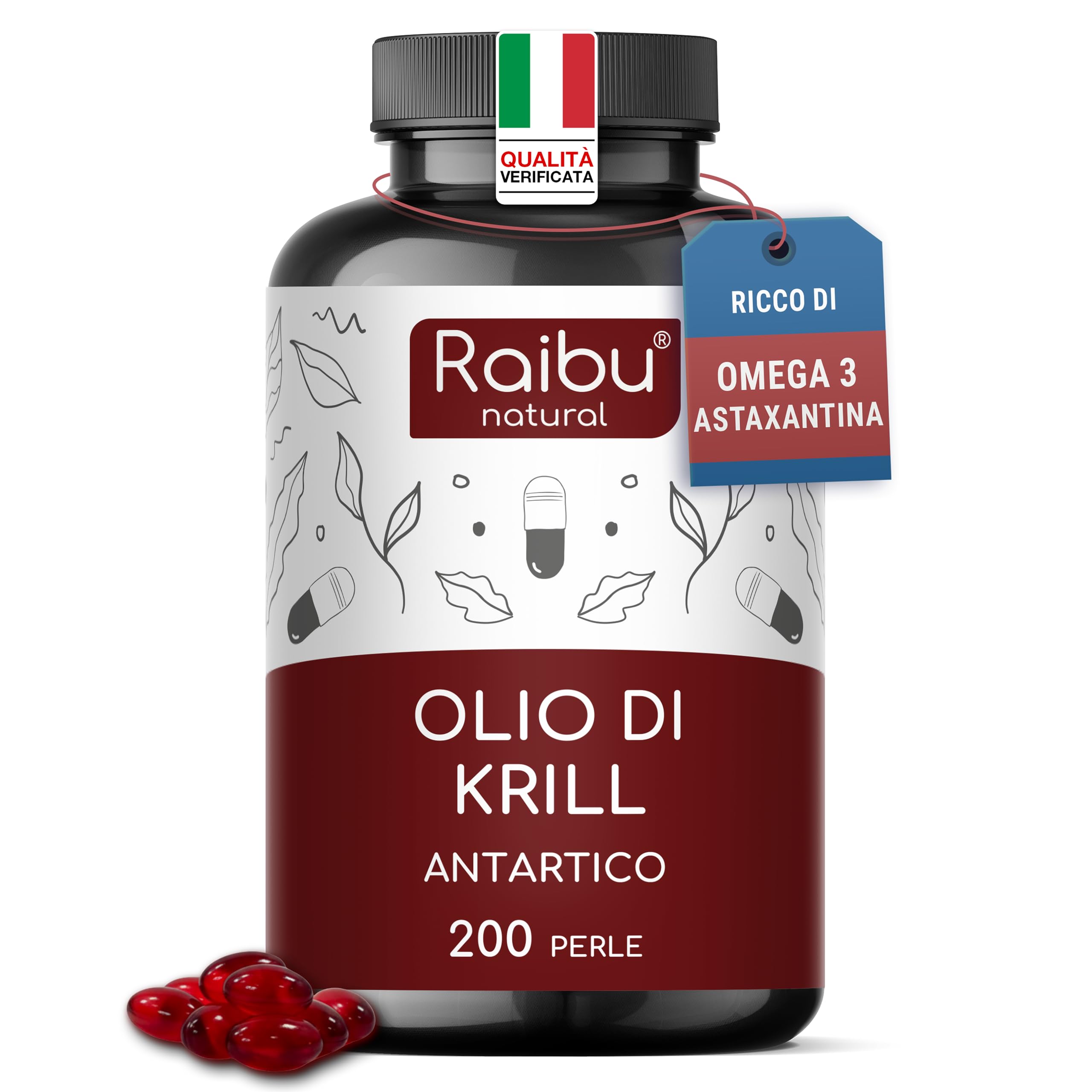 Olio di Krill Puro Antartico Ricco di Omega 3 (EPA & DHA) 6 e 9 Astaxantina