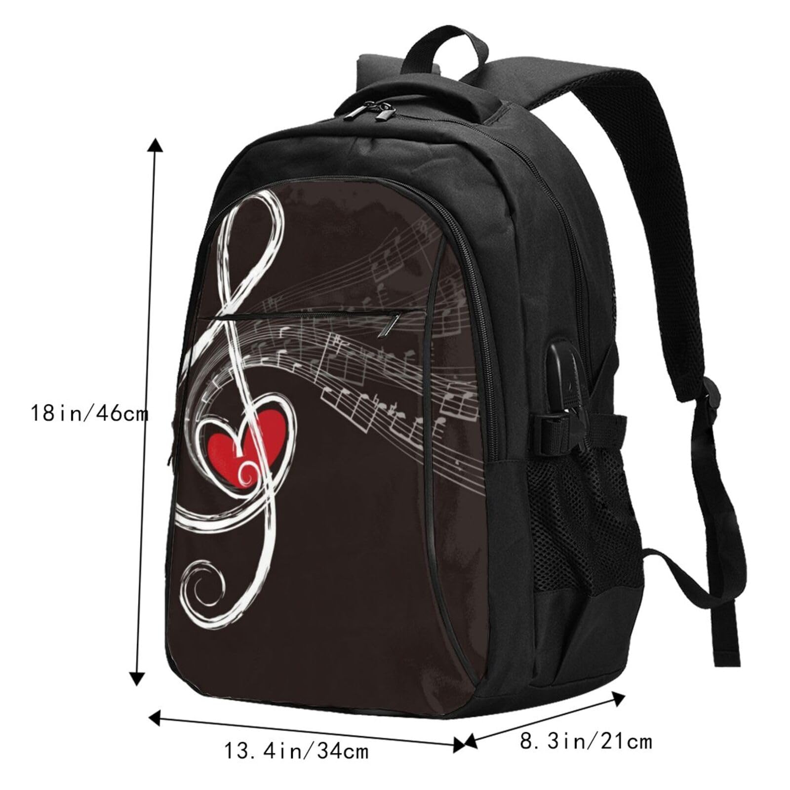 InOmak Liebesmusiknoten, Reiserucksack, Freizeitrucksack, Schulrucksack, Laptop-Rucksack für Damen und Herren