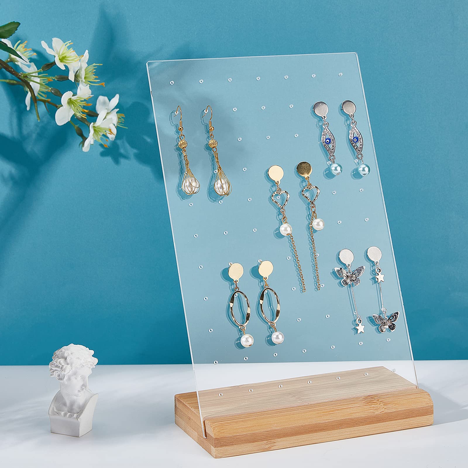 PH PandaHall Lot De 10 Présentoirs Boucles D'Oreilles Acrylique Transparent – Support L Pour Bijoux Pendantes 4.45x8.15cm