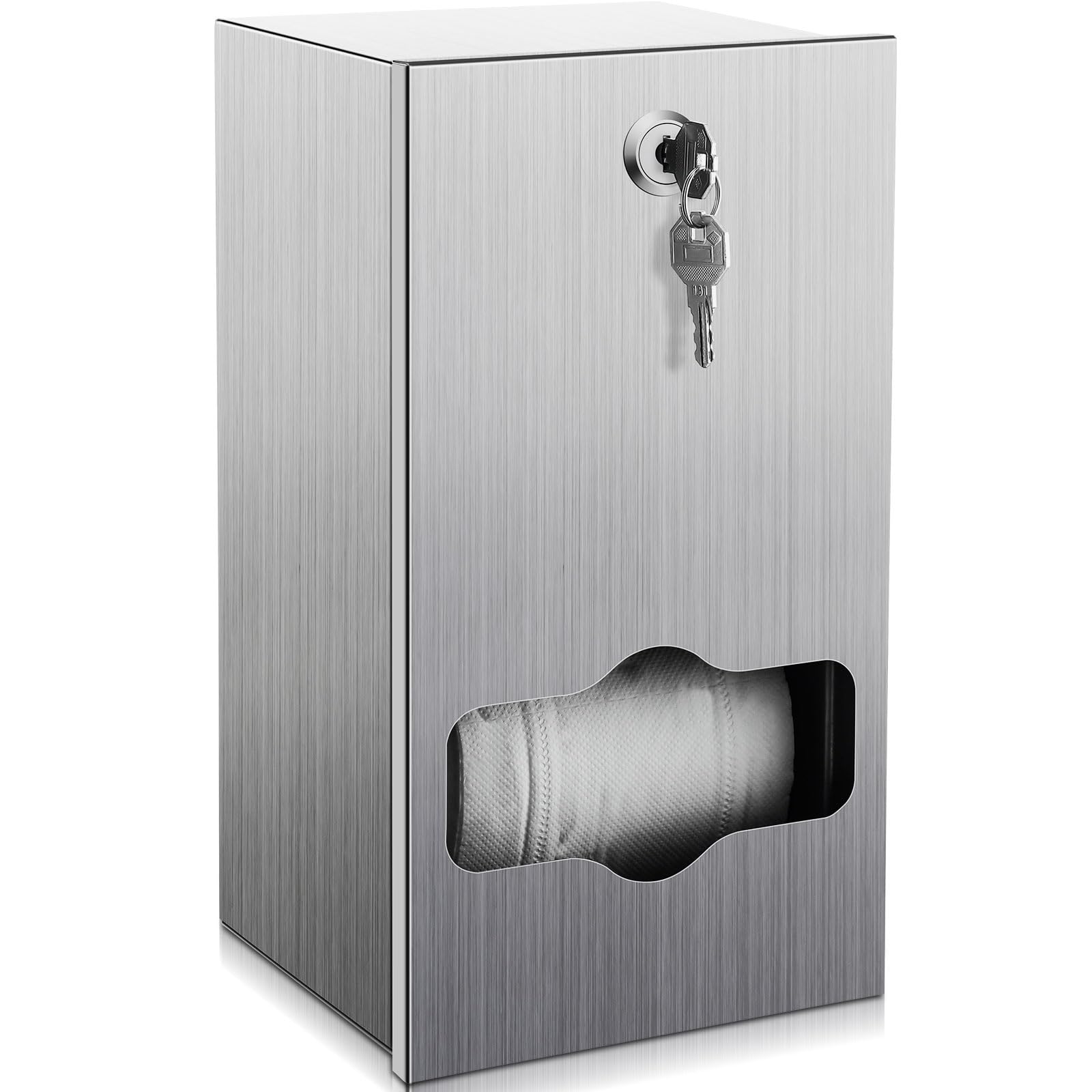 Layhit Dispensador de papel higiénico comercial de doble rollo, soporte de papel higiénico de acero inoxidable, dispensador de papel higiénico comercial resistente con cerradura para centro comercial,