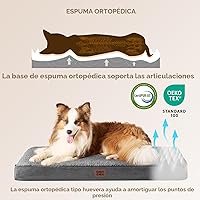 Vista 2 de EHEYCIGA Camas ortopédicas XL para perros extra grandes con funda extraíble lavable para jaula, gris, 41 x 27 pulgadas
