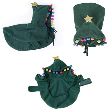 Cat Costume Christmas Dog Clothes, Winter Warm Soft Polar Fleece Pet Hoodie Xmas Cloak Dog Cape Cat Cloak Hooded Adjustable Christmas Pet Coat,for Cats and Small Dog